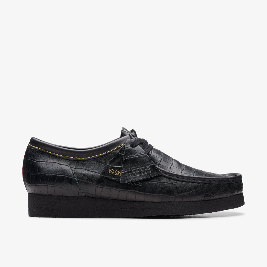 wallabee - czarny krokodyl