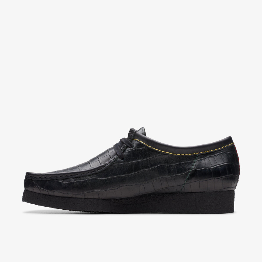 wallabee - czarny krokodyl