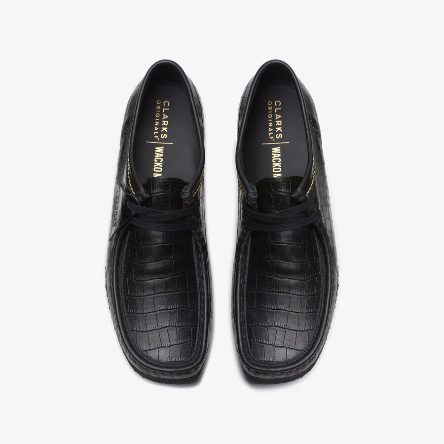 wallabee - czarny krokodyl