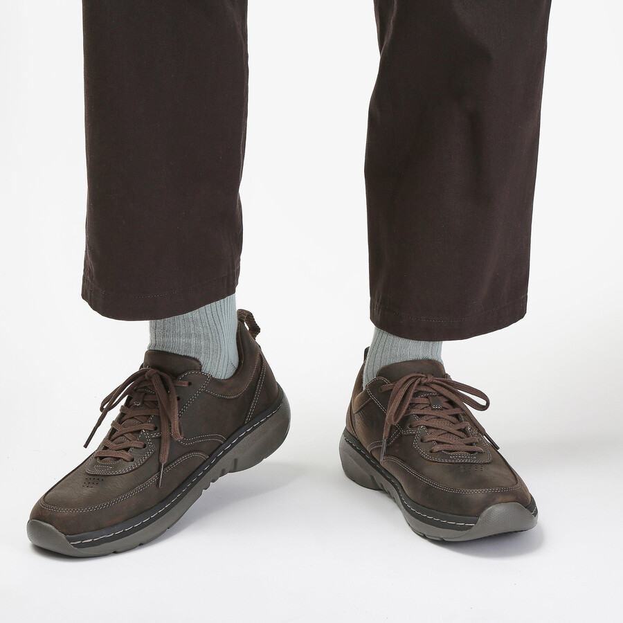 clarks pro lace - ciemnobrązowe pogniecione