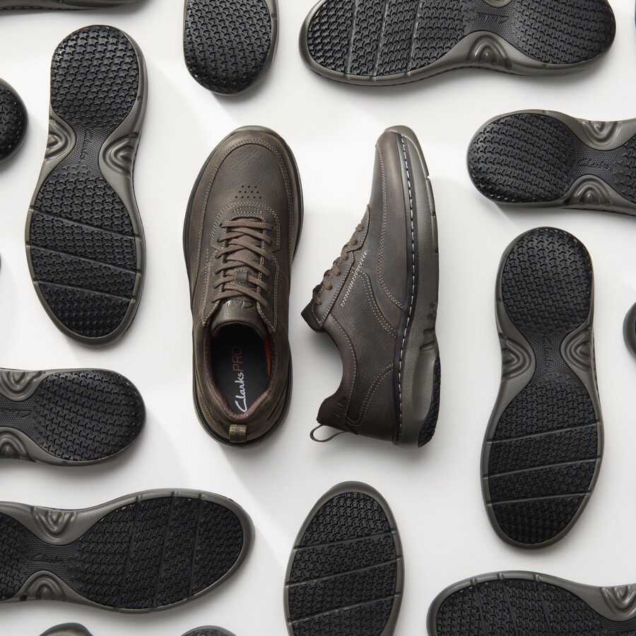 clarks pro lace - ciemnobrązowe pogniecione