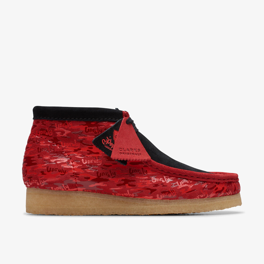 buty wallabee - czerwony kamuflaż