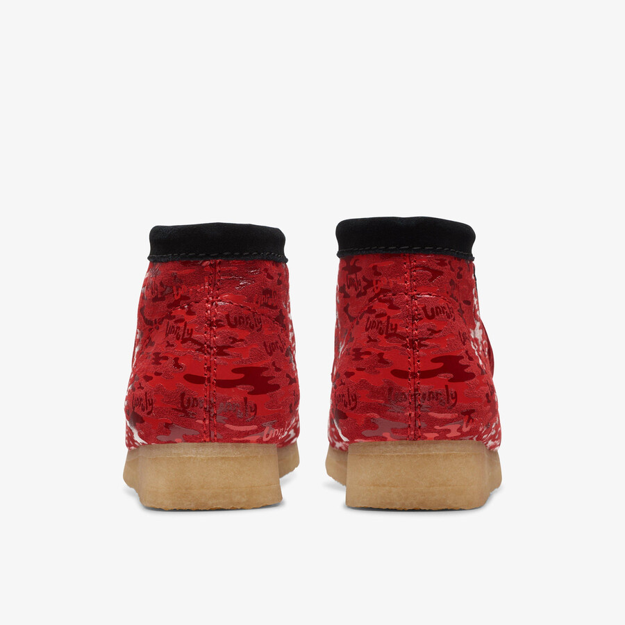 buty wallabee - czerwony kamuflaż