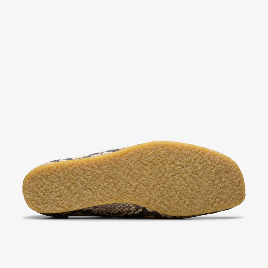 mokasyny wallabee – szara skóra węża