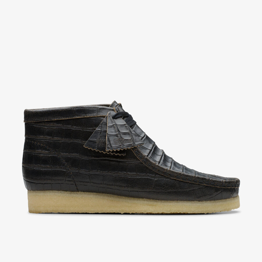 wallabee boot - czarny krokodyl distress