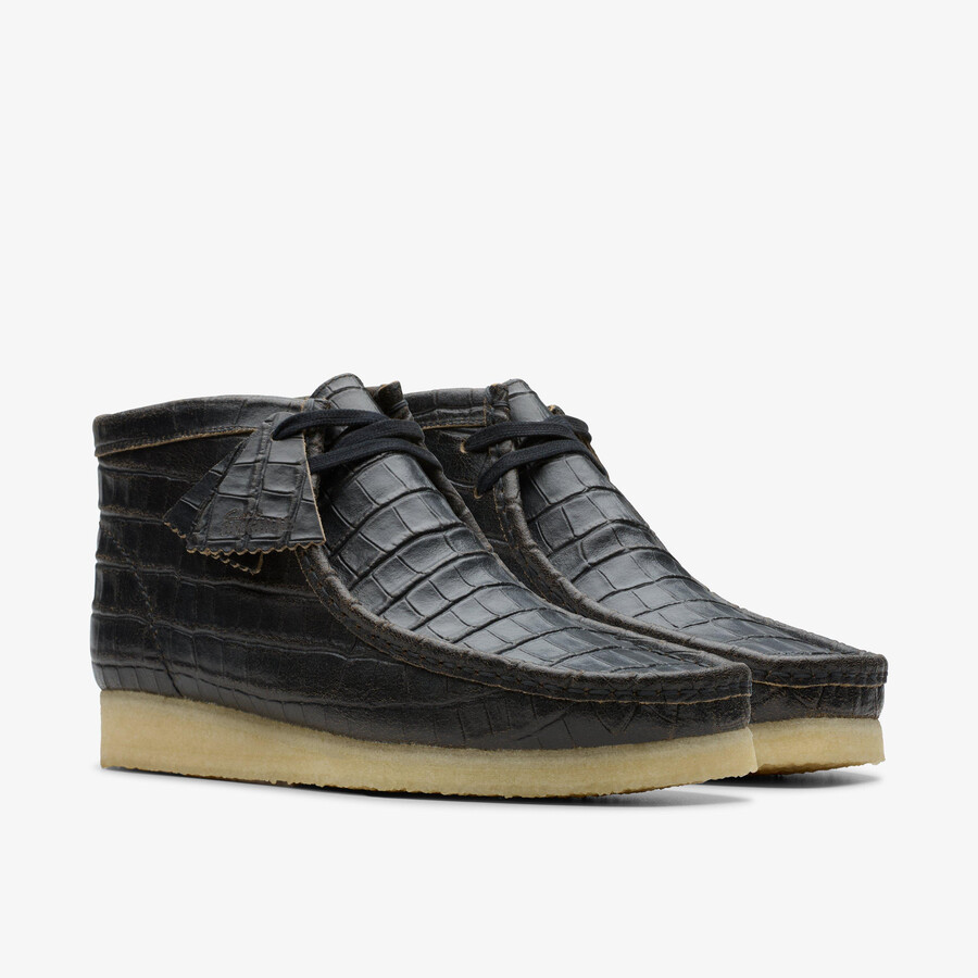wallabee boot - czarny krokodyl distress