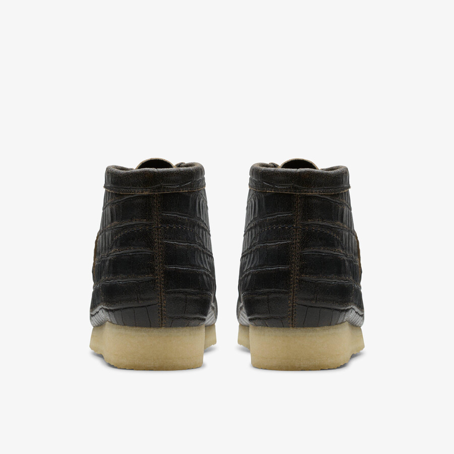 wallabee boot - czarny krokodyl distress
