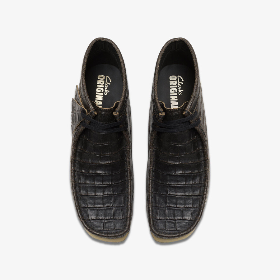 wallabee boot - czarny krokodyl distress