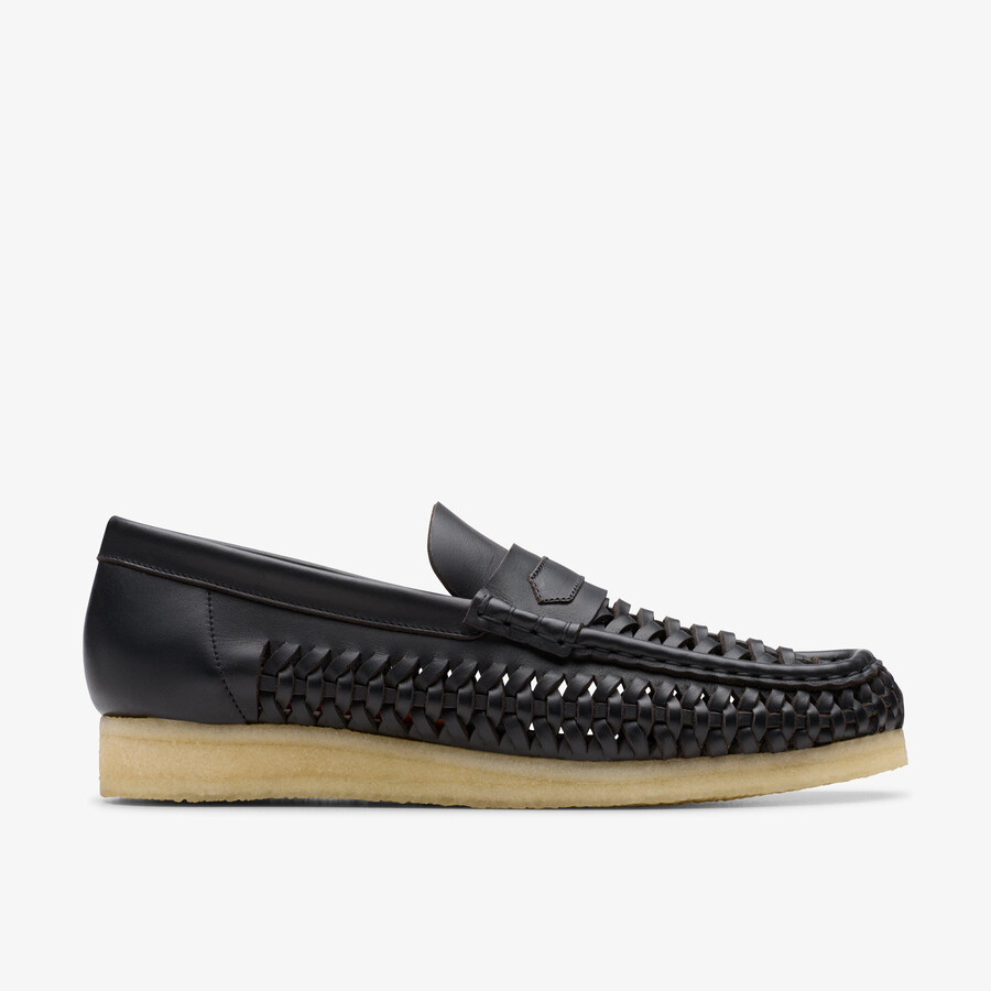 wallabee penny weave - czarna skóra
