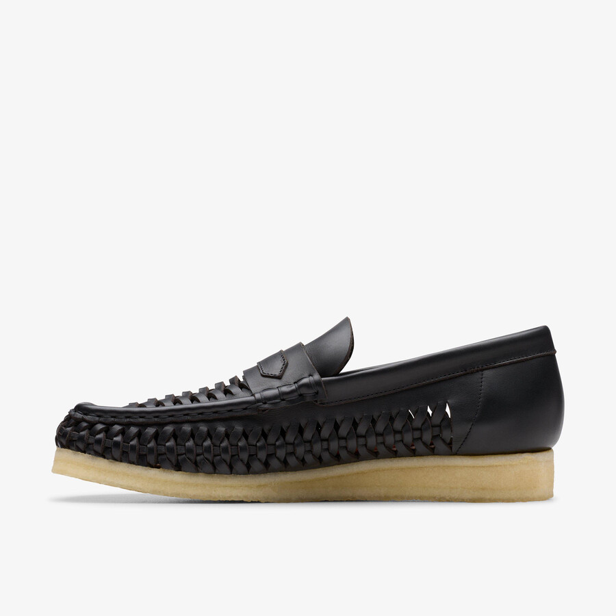wallabee penny weave - czarna skóra