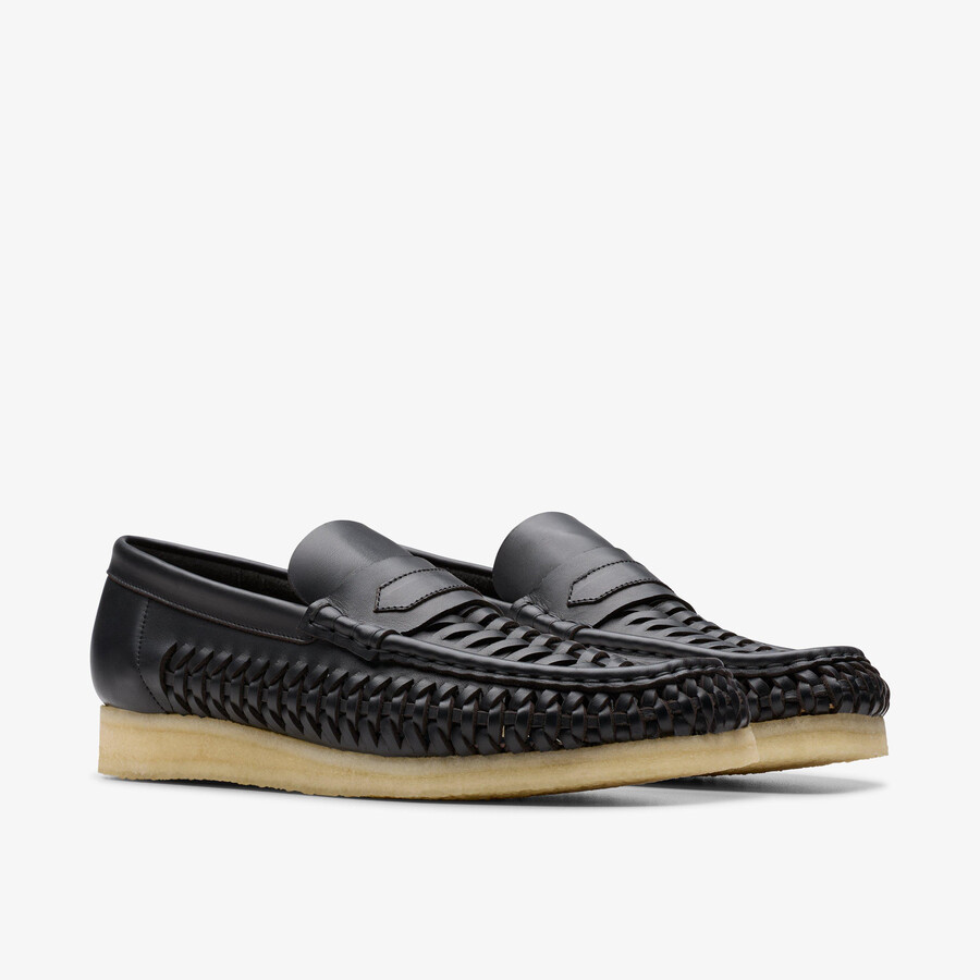 wallabee penny weave - czarna skóra