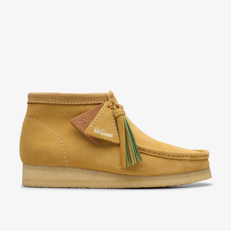buty wallabee – zamsz w kolorze złotobrązowym