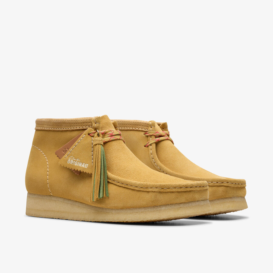 buty wallabee – zamsz w kolorze złotobrązowym