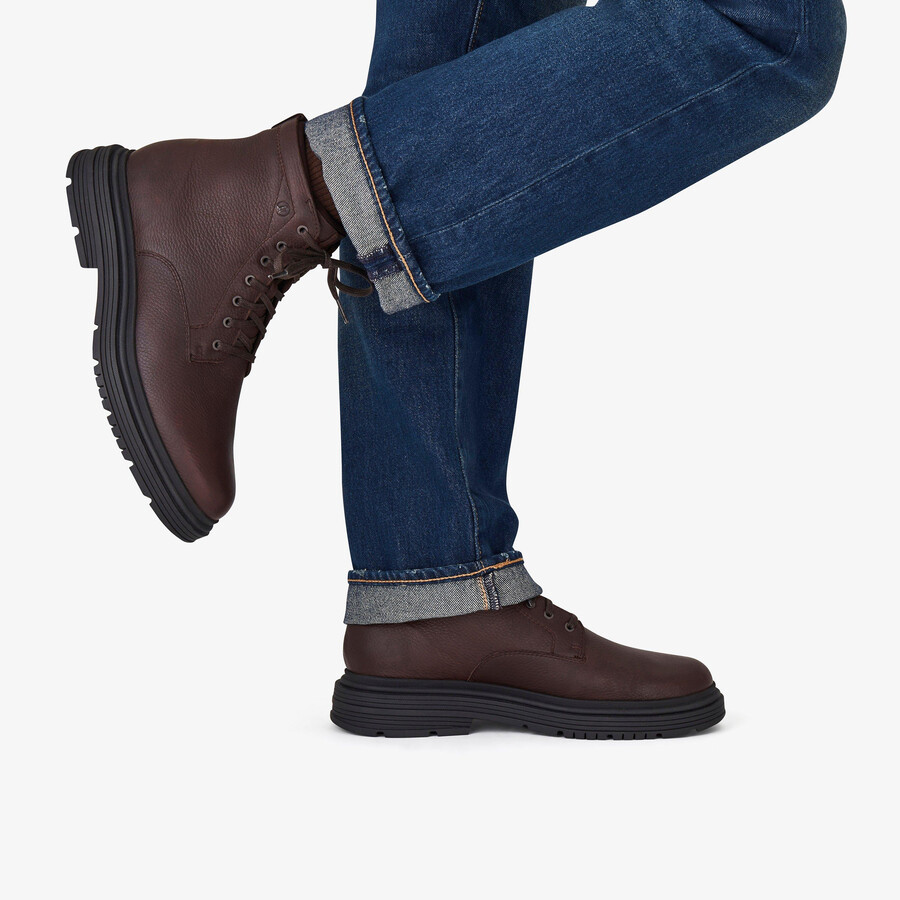 badbury hi waterproof - brązowa skóra z ciepłą podszewką