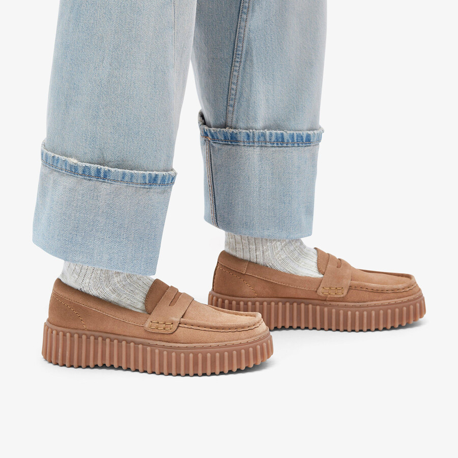 torhill penny loafer - jasnobrązowy zamsz