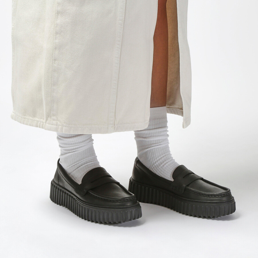 mokasyny torhill penny loafer – czarna skóra