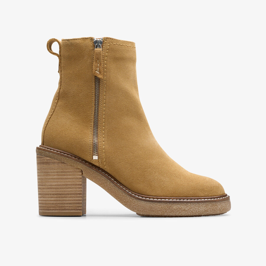 botki cassiano zip ankle boots – jasnobrązowe zamszowe