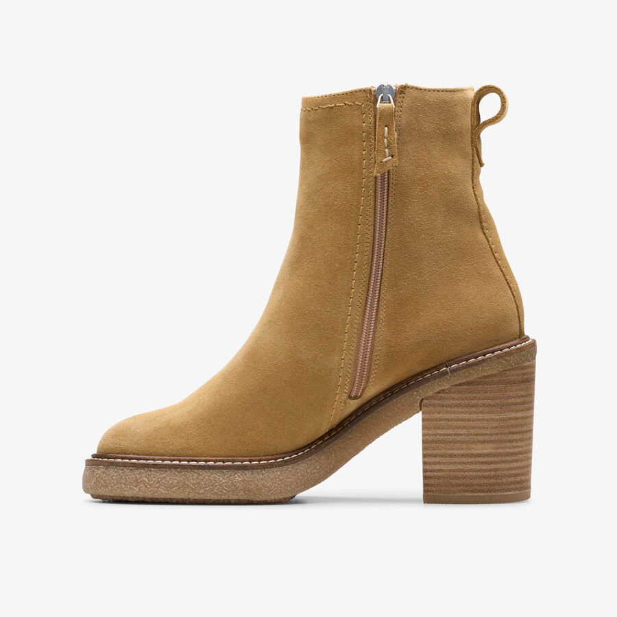 botki cassiano zip ankle boots – jasnobrązowe zamszowe