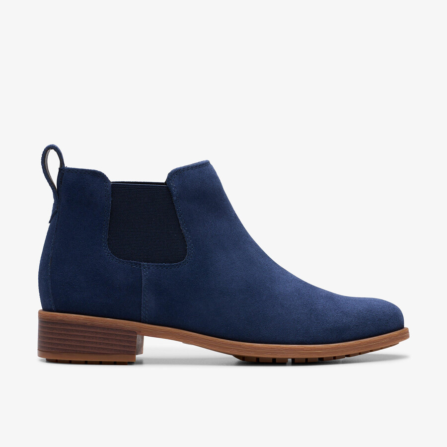 botki havisham top ankle boots – granatowe zamszowe