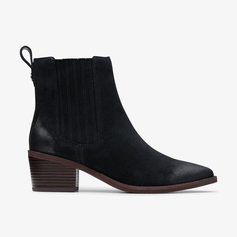 botki morzine top ankle boots – czarny zamsz