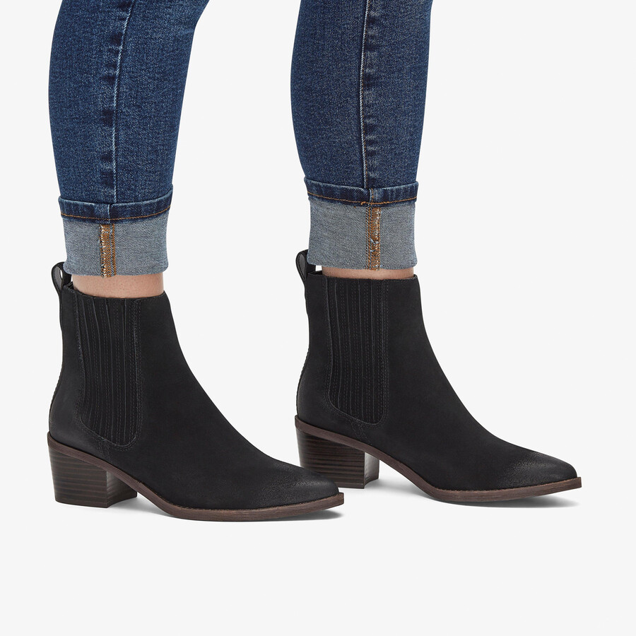 botki morzine top ankle boots – czarny zamsz