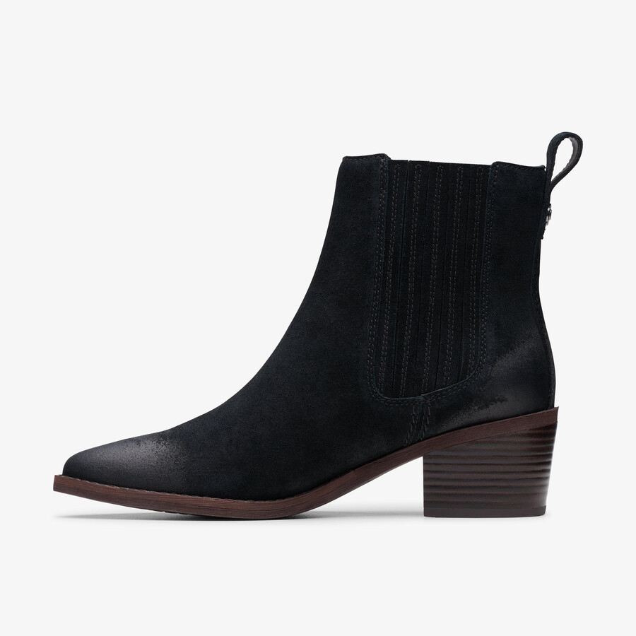botki morzine top ankle boots – czarny zamsz