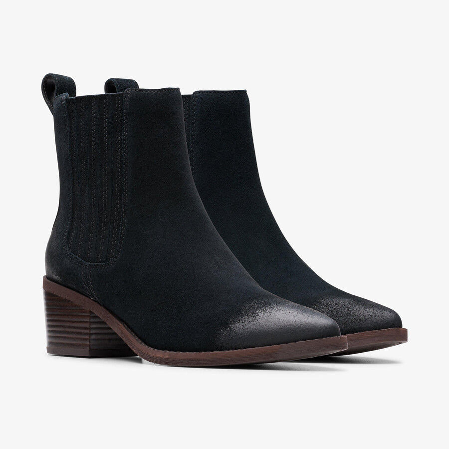 botki morzine top ankle boots – czarny zamsz