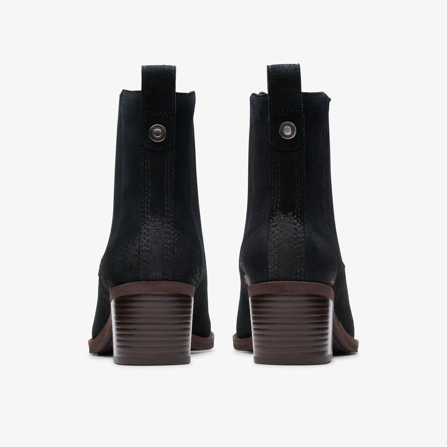 botki morzine top ankle boots – czarny zamsz