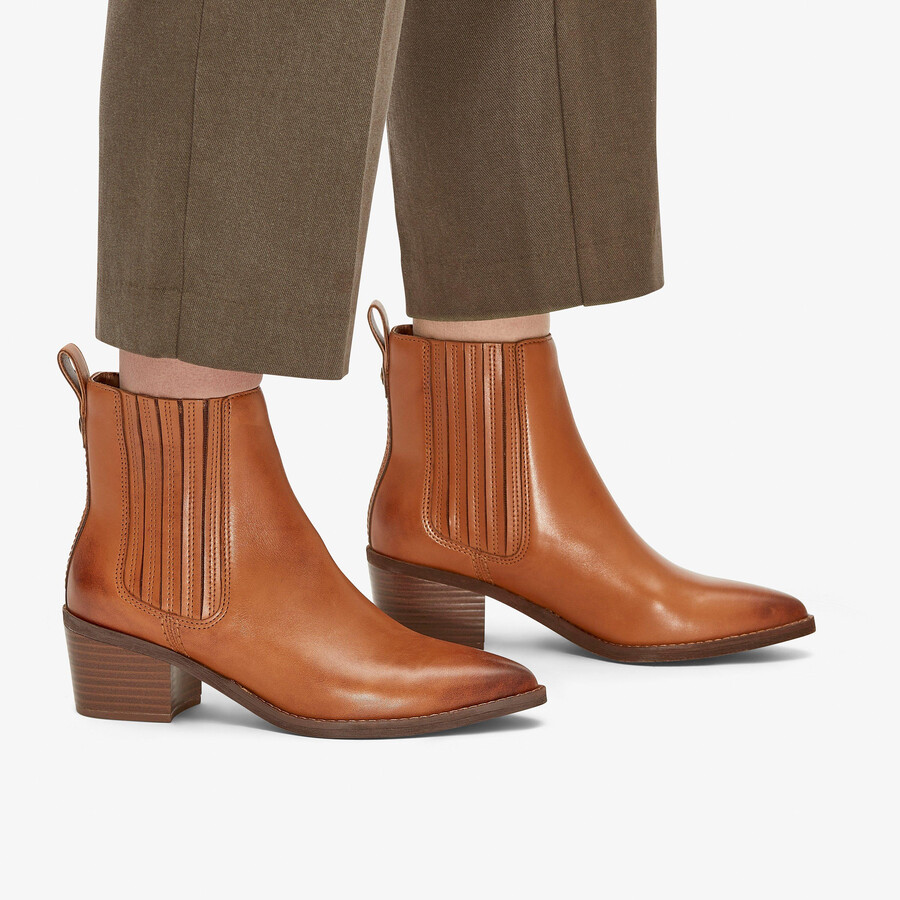 botki morzine top ankle boots – skóra w kolorze jasnobrązowym