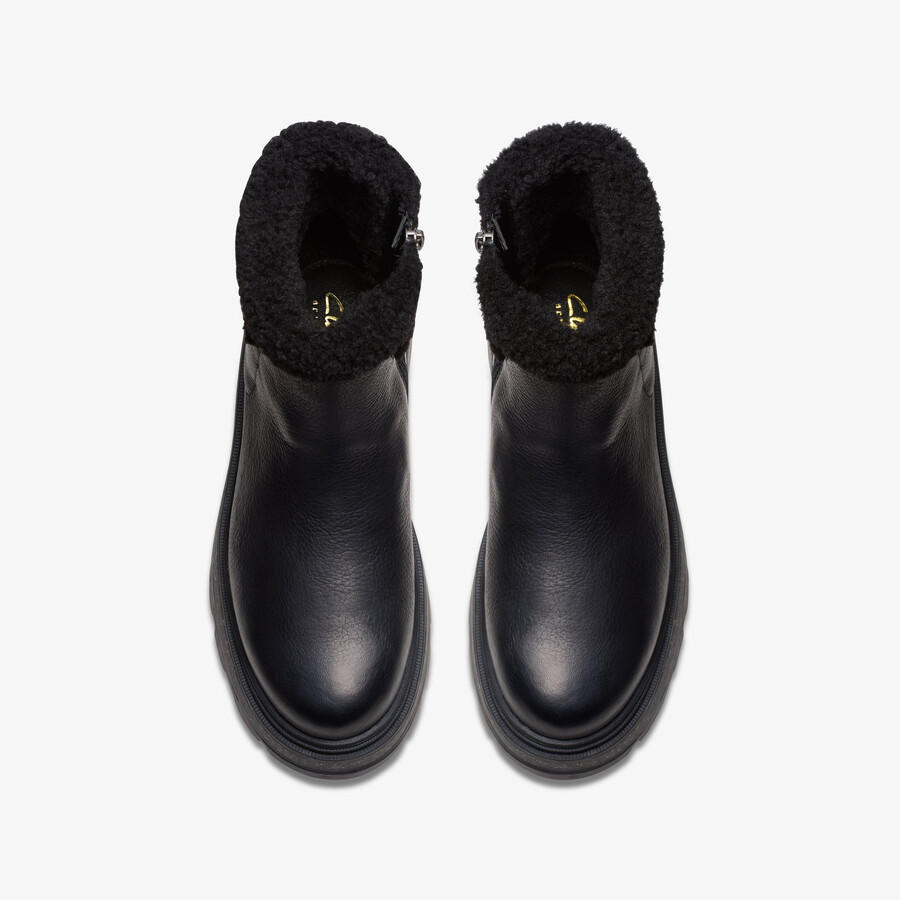 hencroft madi waterproof – czarna skóra z ciepłą podszewką