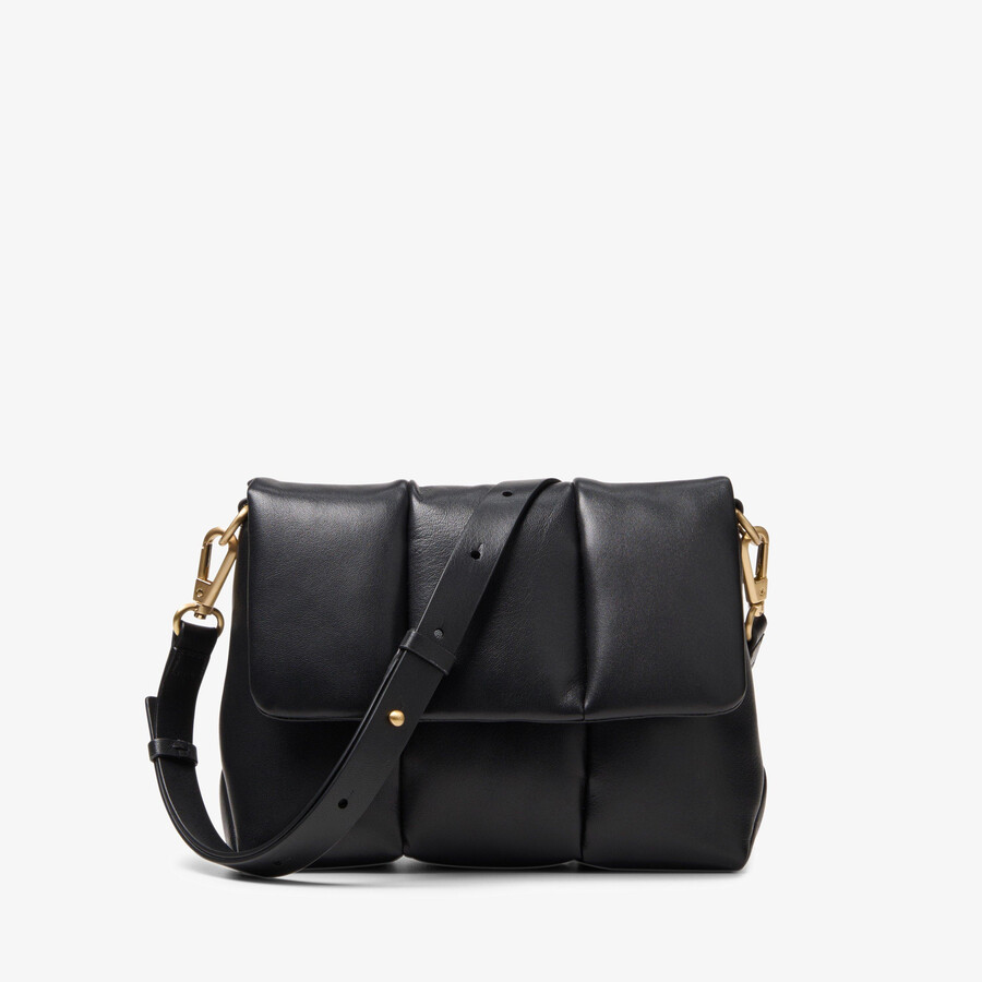 puffy crossbody - czarna skóra