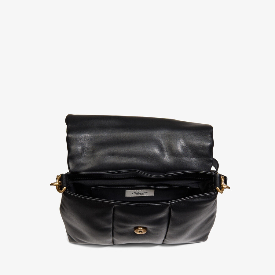 puffy crossbody - czarna skóra